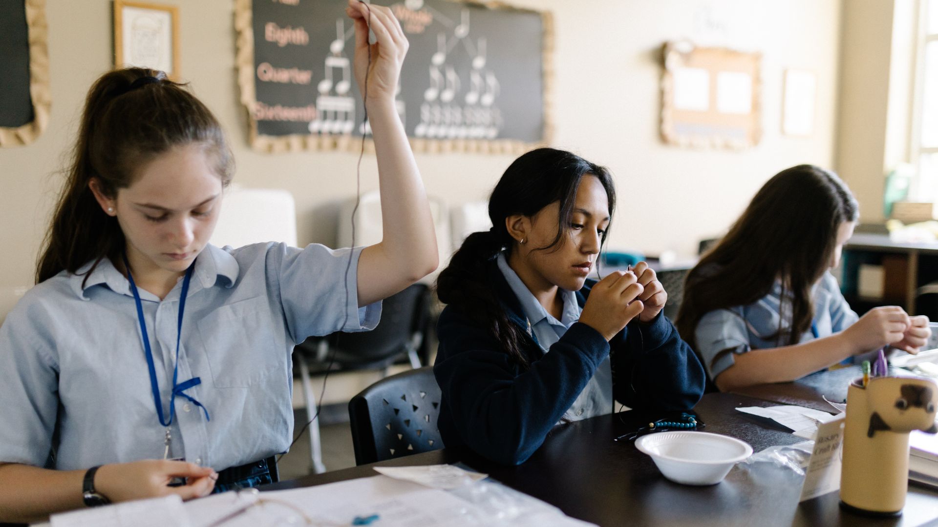 Best Boarding Schools in the US. Students at St Bernard Prep School in fine arts class.